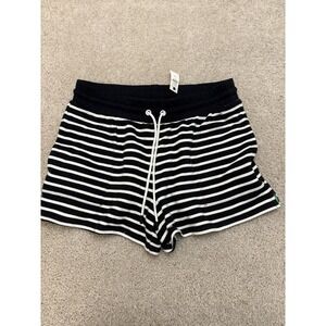New Women's T By Talbots Striped Preppy Cozy Shorts Drawstrings Size MP